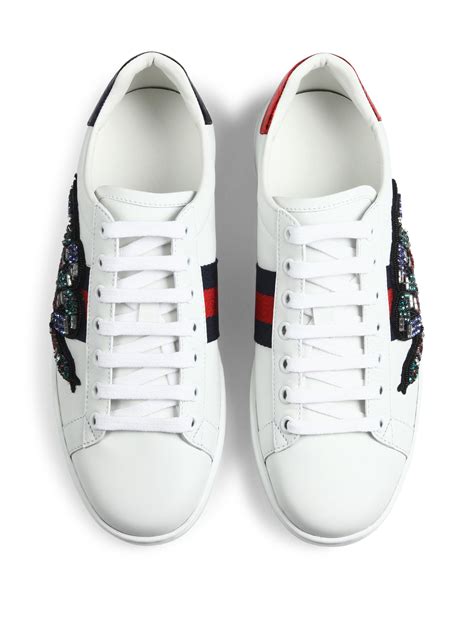 gucci snake skin sneakers|Gucci embroidered snake sneakers.